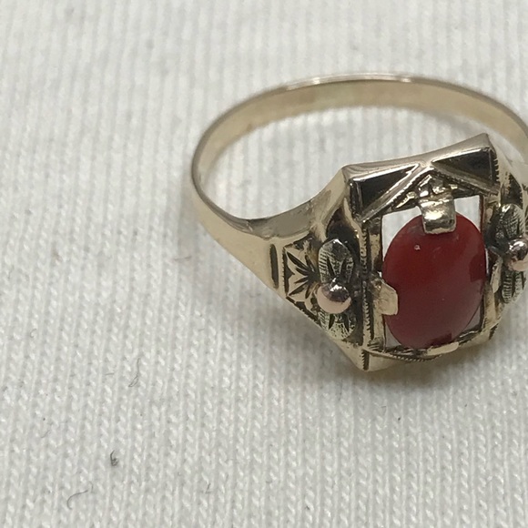 Antique Art Deco 10K Gold Setting Flowers Filigree Decoration Setting Ring 6.25 - Picture 3 of 14